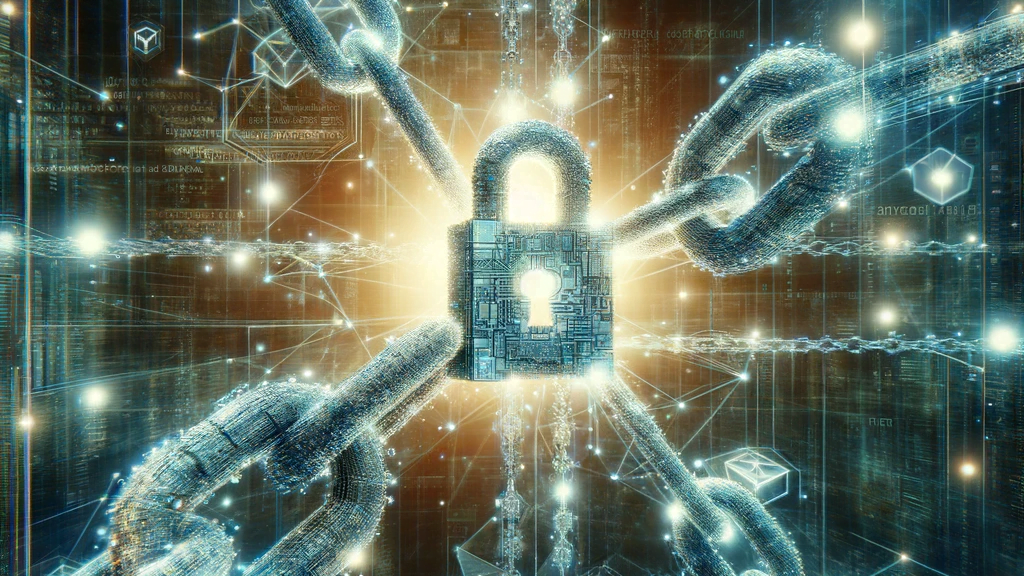 El papel vital de la criptografía en blockchain 2 Una ilustración futurista que representa 'El vínculo inquebrantable: El papel vital de la criptografía en la tecnología blockchain'